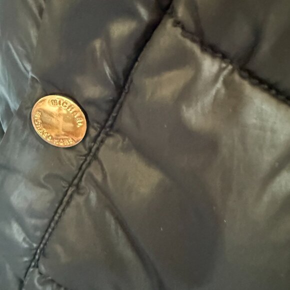 Michael Kors Kids Black Puffer Jacket Quilted Pink Fleece Lined MK Logo Zipper - Picture 6 of 16